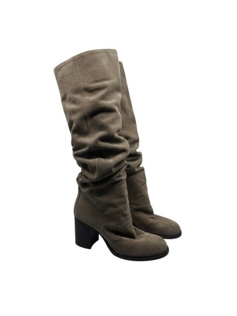 Free People 37.5 /  US 7 Elle Tall Slouchy Boots Mushroom Suede Leather Beige